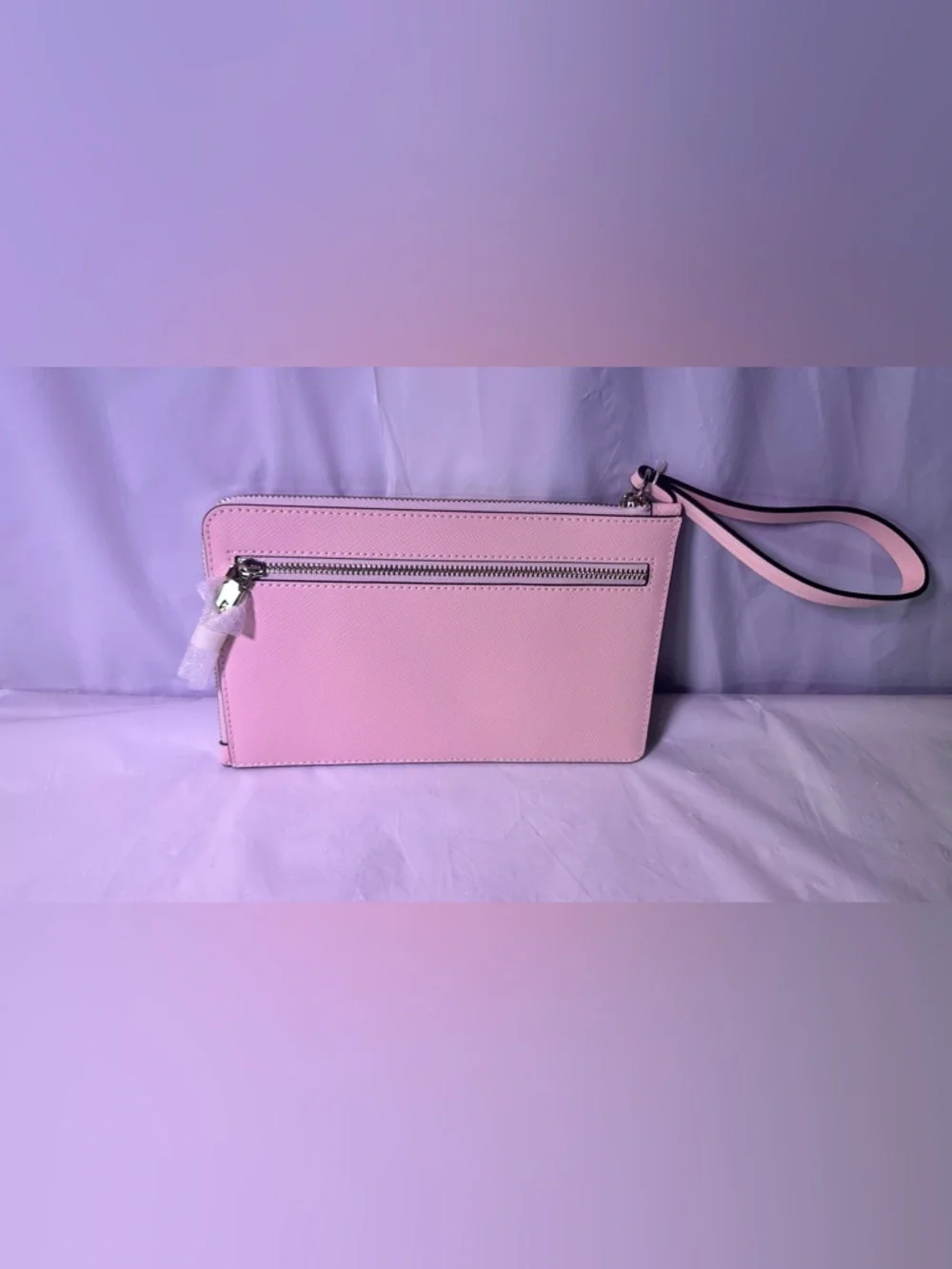 kate spade Pink Saffiano Wristlet Pouch with Gold Logo